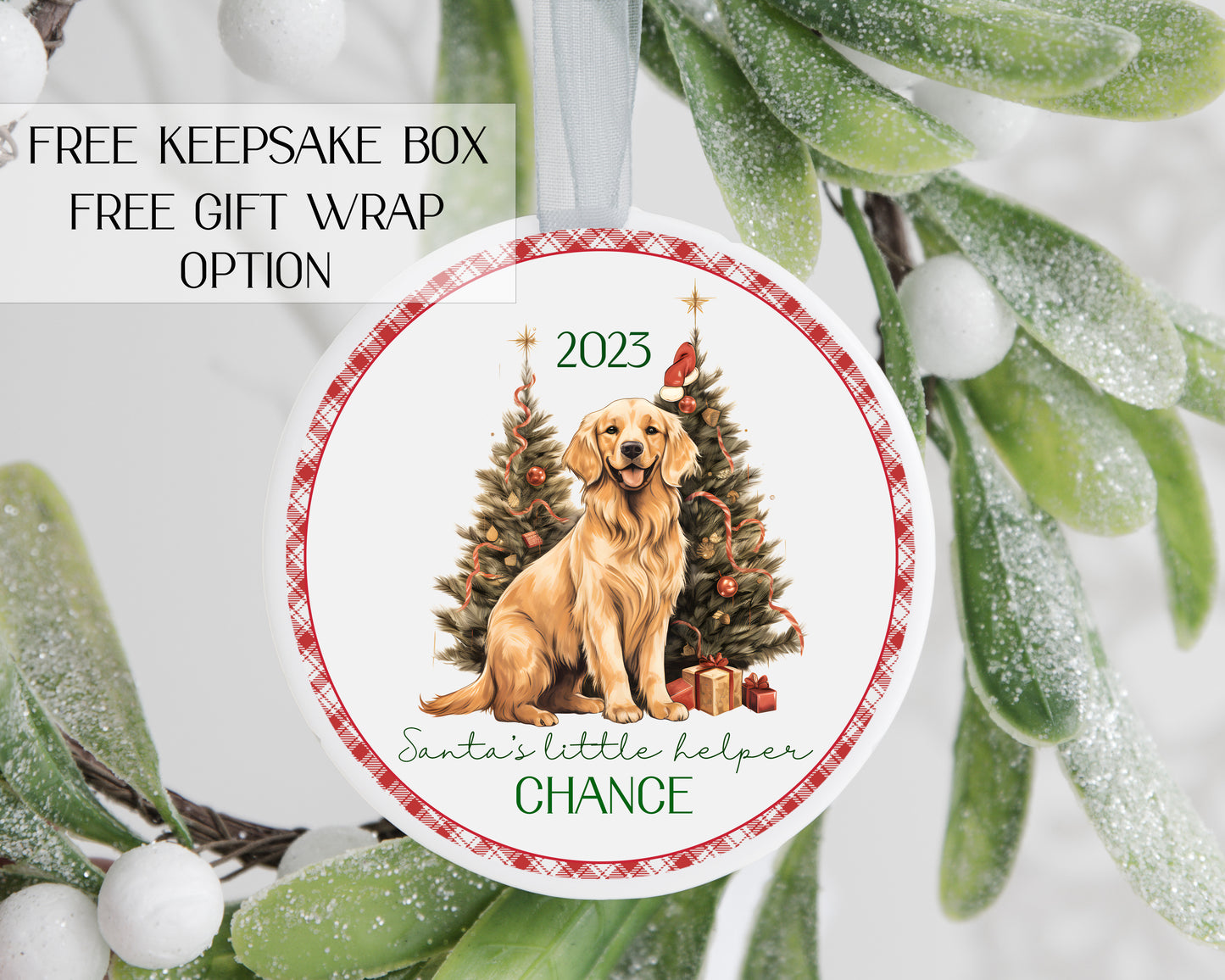 Golden retriever ornament - Personalized golden retriever Christmas ornament - Ceramic golden retriever ornament - golden retriever puppy