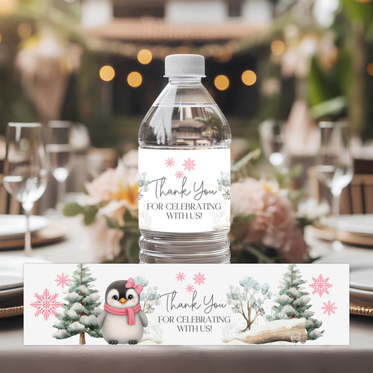 Winter Penguin Water Bottle Labels – Waterproof
