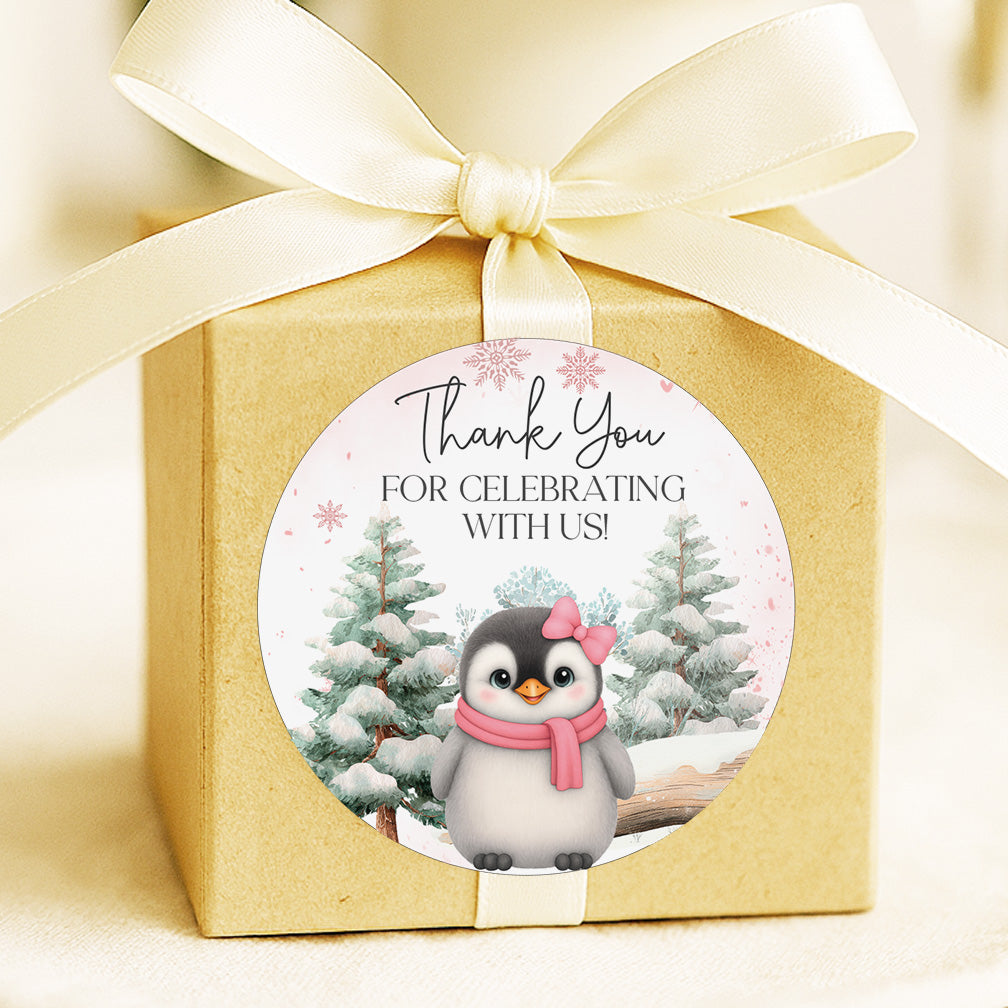 Winter Penguin Stickers or Tags – Set of 12