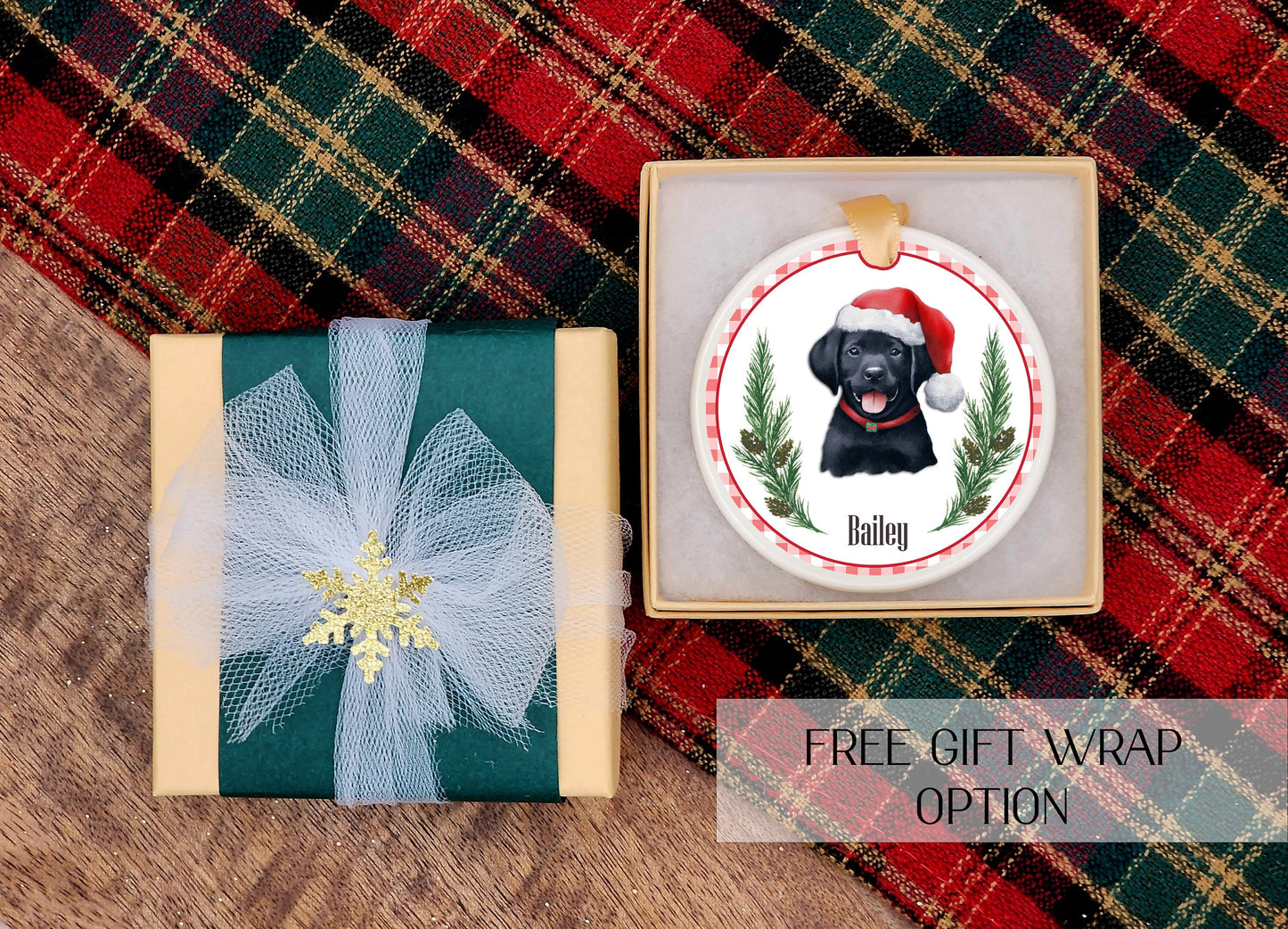 Black lab ornament - Black lab Christmas ornament - Ceramic lab ornament - Lab puppy ornament
