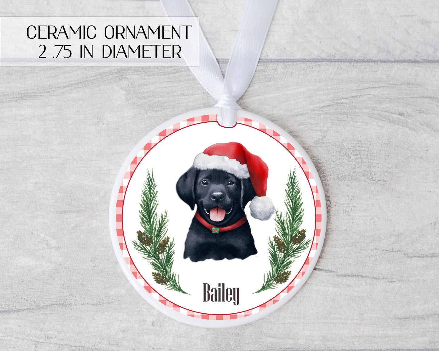 Black lab ornament - Black lab Christmas ornament - Ceramic lab ornament - Lab puppy ornament