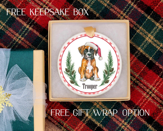 Boxer ornament - Boxer Christmas ornament - Ceramic boxer ornament - Personalized boxer ornament - Boxer puppy ornament