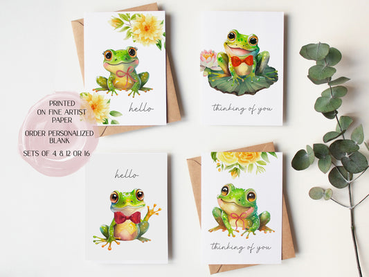 Frog cards - Cute frog greeting card - frog note cards -  frog thank you cards - frog thank you cards - shipped cards