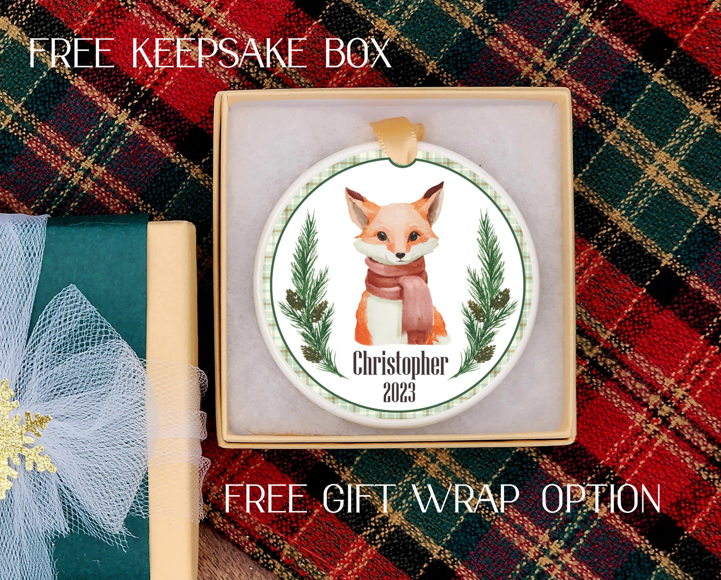 Fox ornament - Wildlife ornament - New baby ornament ornaments - Fox lover gift - Woodland ornament - Christmas fox