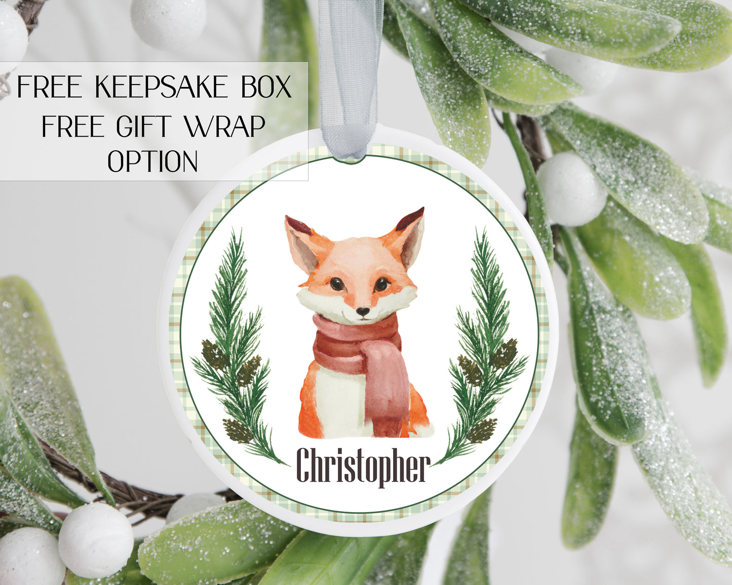 Fox ornament - Wildlife ornament - New baby ornament ornaments - Fox lover gift - Woodland ornament - Christmas fox