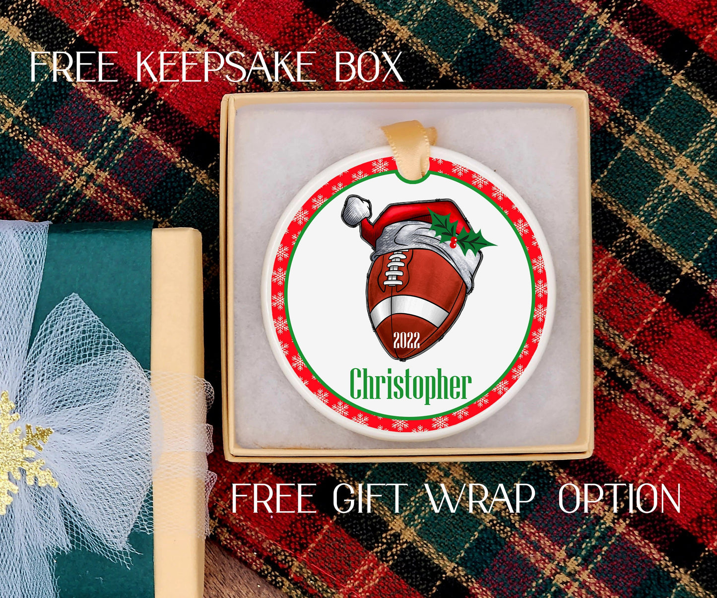 Football ornament - Football Christmas ornament - Ceramic football ornament - sports ornaments - football coach Christmas