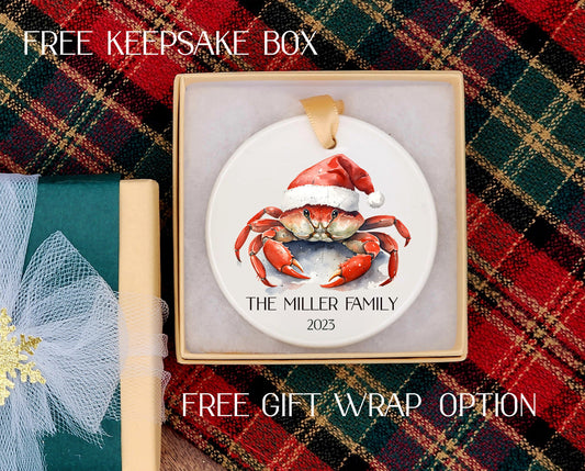 Crab ornament - Christmas crab ornaments - Crab Christmas ornament - Maryland ornament - beach ornament - crab ornaments - santa crab