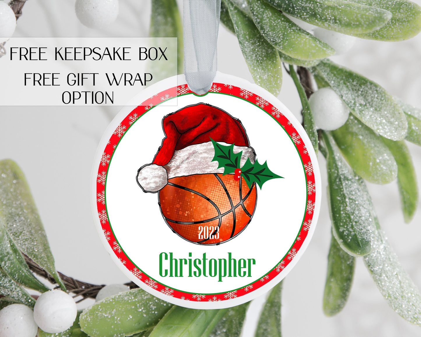 Basketball ornament - Basketball Christmas ornament - Ceramic basketball ornament - sports ornaments - basketball coach Christmas