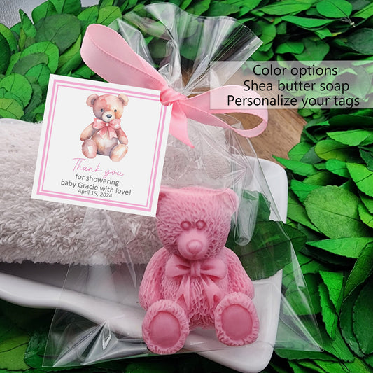 Pink bear baby shower favors - Pink teddy bear favors - bear shower favors - pink bear favors - we can bearly wait - pink bear soaps