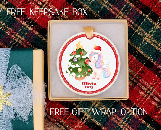 Unicorn ornament - Unicorn Christmas ornament - Personalized daughter ornament - Ceramic unicorn ornament - Unicorn ornaments
