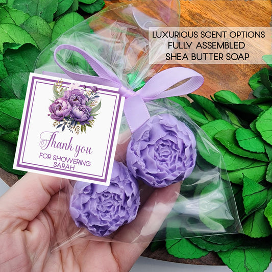Purple bridal shower - rehearsal dinner favors - purple floral Bridal shower - peony soap - flower soap - purple peony - peonies soap