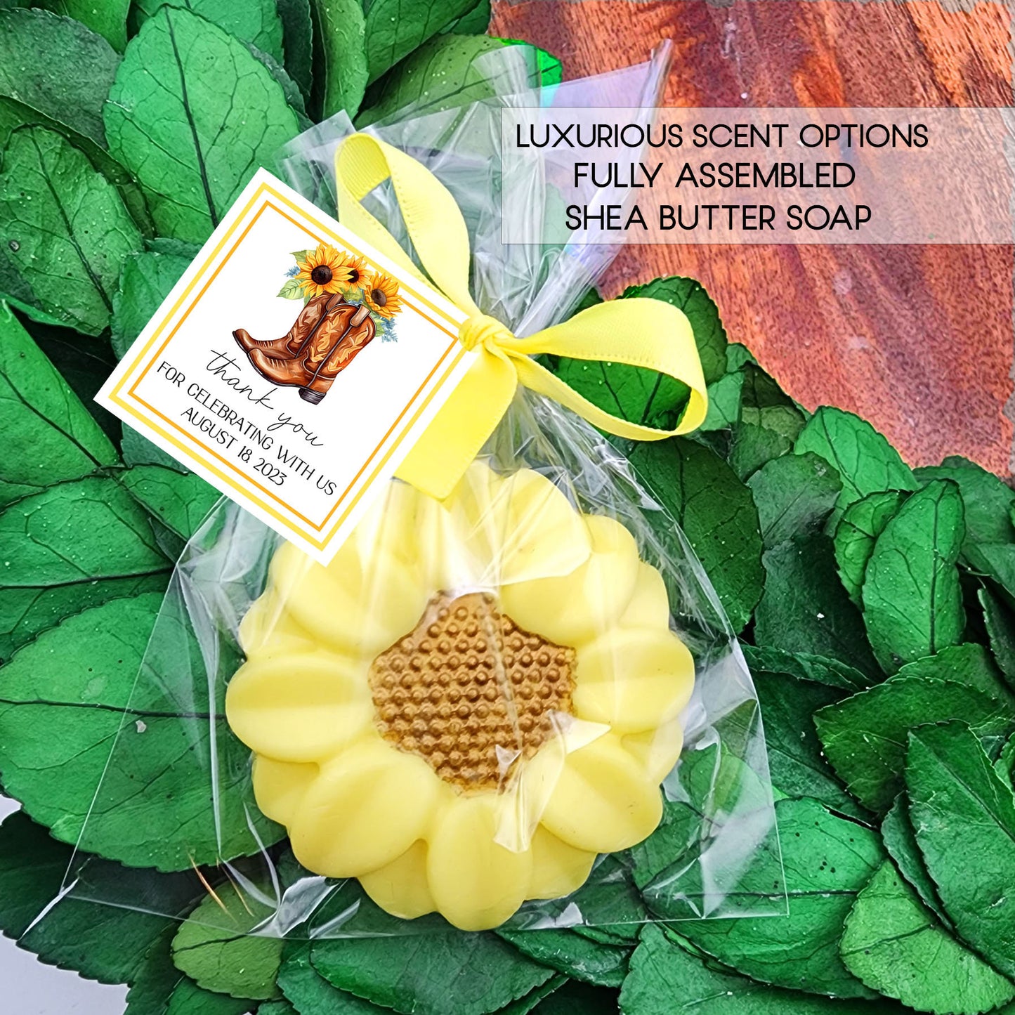 Sunflower boots bridal shower favors - Country western favors - Country western bridal shower favors -boots and bubbly
